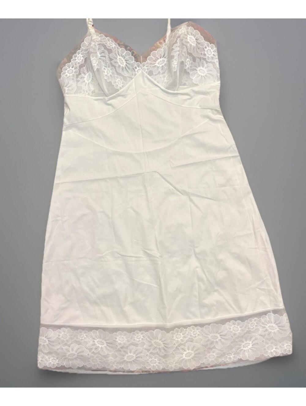 Vanity Fair Vintage White Lace Full Slip, Size 34 S